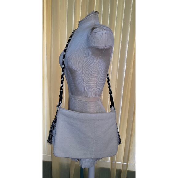 America & Beyond Crossbody Purse Beaded PomPom Natural NEW‎ - Picture 3 of 7